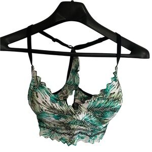 VS Pink Lace Leaf Print Racerback Bra - Large 😻